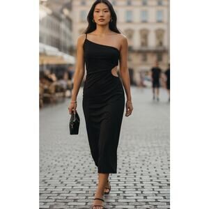 Le Lis Anthropologie black cut out maxi dress